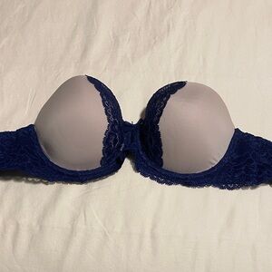 Victoria's Secret Navy and Light Gray Lace Push-Up Bra